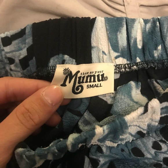 NWOT show me your mumu side split teal palm pants - Picture 3 of 3